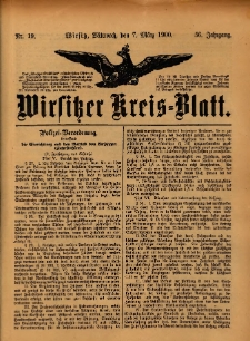 Wirsitzer Kreis-Blatt: herausgegeben vom Königlichen Landraths-Amte 1900.03.07 Jg.56 Nr19