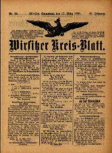 Wirsitzer Kreis-Blatt: herausgegeben vom Königlichen Landraths-Amte 1900.03.17 Jg.56 Nr22
