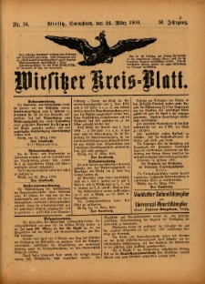 Wirsitzer Kreis-Blatt: herausgegeben vom Königlichen Landraths-Amte 1900.03.24 Jg.56 Nr24