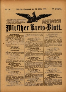 Wirsitzer Kreis-Blatt: herausgegeben vom Königlichen Landraths-Amte 1900.03.31 Jg.56 Nr26