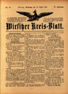 Wirsitzer Kreis-Blatt: herausgegeben vom Königlichen Landraths-Amte 1900.04.18 Jg.56 Nr30
