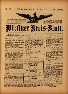 Wirsitzer Kreis-Blatt: herausgegeben vom Königlichen Landraths-Amte 1900.05.12 Jg.56 Nr37