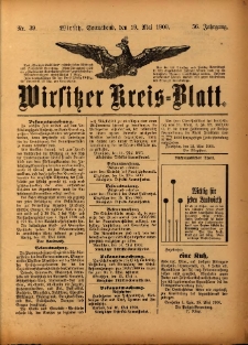 Wirsitzer Kreis-Blatt: herausgegeben vom Königlichen Landraths-Amte 1900.05.19 Jg.56 Nr39