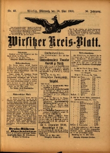 Wirsitzer Kreis-Blatt: herausgegeben vom Königlichen Landraths-Amte 1900.05.30 Jg.56 Nr42