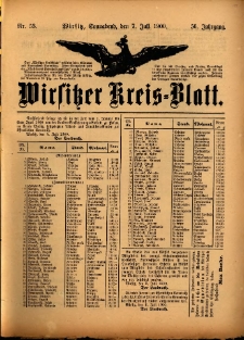 Wirsitzer Kreis-Blatt: herausgegeben vom Königlichen Landraths-Amte 1900.07.07 Jg.56 Nr53