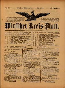 Wirsitzer Kreis-Blatt: herausgegeben vom Königlichen Landraths-Amte 1900.07.11 Jg.56 Nr54