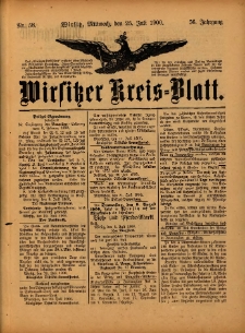 Wirsitzer Kreis-Blatt: herausgegeben vom Königlichen Landraths-Amte 1900.07.25 Jg.56 Nr58