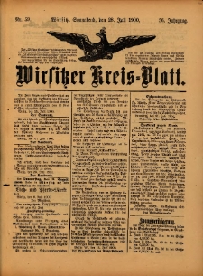 Wirsitzer Kreis-Blatt: herausgegeben vom Königlichen Landraths-Amte 1900.07.28 Jg.56 Nr59