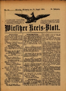 Wirsitzer Kreis-Blatt: herausgegeben vom Königlichen Landraths-Amte 1900.08.15 Jg.56 Nr64