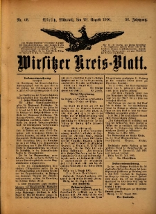 Wirsitzer Kreis-Blatt: herausgegeben vom Königlichen Landraths-Amte 1900.08.29 Jg.56 Nr68
