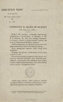 Zaproszenie na obchód 20ej rocznicy 22go Stycznia 1863 r.