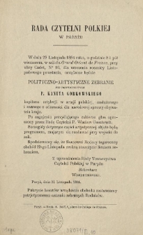 Rada Czytelni Polkiej[!] w Paryż