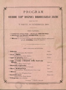 Program Obchodu XXIIej Rocznicy Horodelskiego Zjazdu mającej się odbyć w Paryżu, 10 paźdxiernika 1883