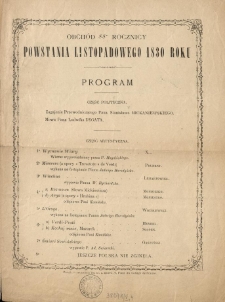 Obchód 55e Rocznicy Powstania Listopadowego 1830 Roku. Program