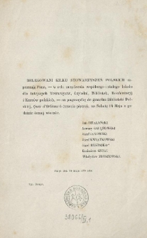 [Zaproszenie Inc.:] " Delegowani kilku Stowarzyszeń Polskich zapraszają Pana, - w celu urządzenia wspólnego ..."