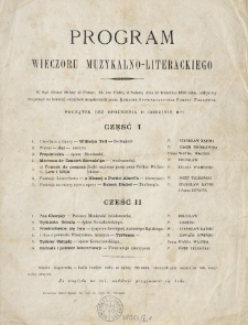 Program wieczoru muzykalno-literackiego