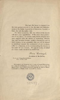 [Odezwa Inc.:] "We have the honor to transmit you the first general Account ..."