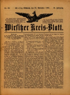 Wirsitzer Kreis-Blatt: herausgegeben vom Königlichen Landraths-Amte 1900.11.21 Jg.56 Nr92