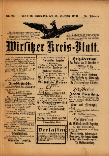 Wirsitzer Kreis-Blatt: herausgegeben vom Königlichen Landraths-Amte 1900.12.15 Jg.56 Nr99
