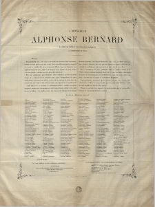 A monsieur Alphonse Bernard ex-chef du Bureau des R&eacute;fugi&eacute;s Politiques a la pr&eacute;fecture de police