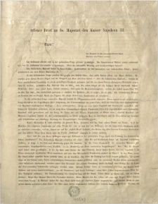 Offener Brief an Se. Majestaet den Kaiser Napoleon III