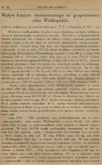 Wpływ kryzysu ekonomicznego na gospodarstwa rolne Wielkopolski