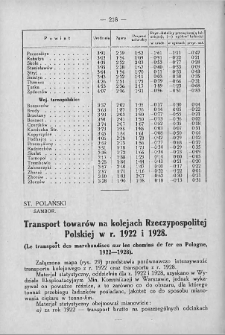 Transport towarów na kolejach Rzeczypospolitej Polskiej w r. 1922 i 1928