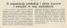 O organizację produkcji i zbytu warzyw i owoców w woj. zachodnich