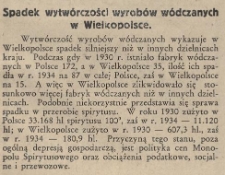 Spadek wytwórczości wyrobów wódczanych w Wielkopolsce