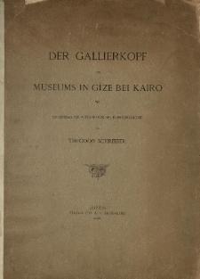 Der Gallierkopf des Museums in Gîze bei Kairo : ein Beitrag zur alexandrinischen Kunstgeschichte