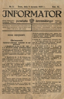 Informator Powiatu Śremskiego. 1929.01.09 R.11 Nr 2