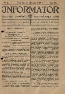 Informator Powiatu Śremskiego. 1929.01.23 R.11 Nr 5