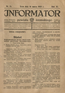 Informator Powiatu Śremskiego. 1929.03.16 R.11 Nr 15