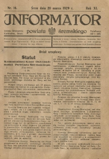 Informator Powiatu Śremskiego. 1929.03.20 R.11 Nr 16