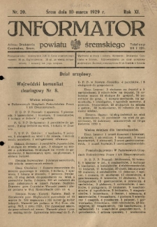 Informator Powiatu Śremskiego. 1929.04.10 R.11 Nr 20