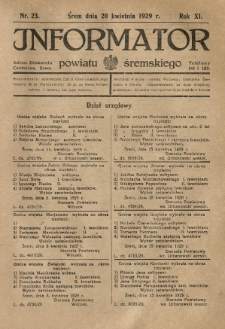 Informator Powiatu Śremskiego. 1929.04.20 R.11 Nr 23