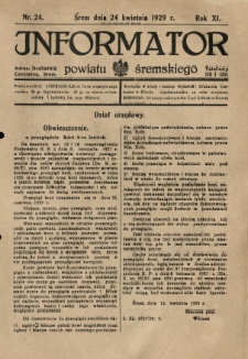 Informator Powiatu Śremskiego. 1929.04.24 R.11 Nr 24