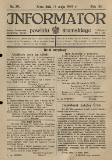 Informator Powiatu Śremskiego. 1929.05.15 R.11 Nr 29