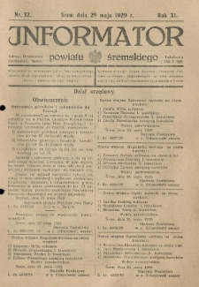 Informator Powiatu Śremskiego. 1929.05.29 R.11 Nr 32