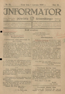 Informator Powiatu Śremskiego. 1929.06.01 R.11 Nr 33