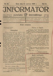 Informator Powiatu Śremskiego. 1929.06.17 R.11 Nr 37