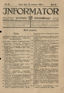 Informator Powiatu Śremskiego. 1929.06.22 R.11 Nr 38