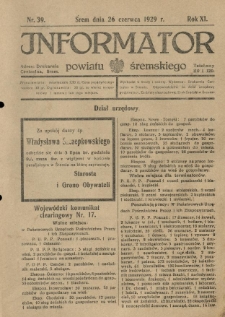 Informator Powiatu Śremskiego. 1929.06.26 R.11 Nr 39