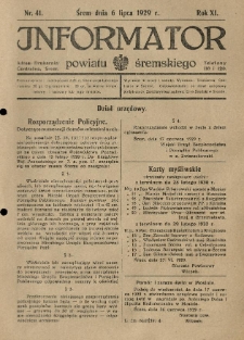Informator Powiatu Śremskiego. 1929.07.06 R.11 Nr 41