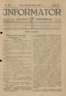 Informator Powiatu Śremskiego. 1929.07.10 R.11 Nr 42