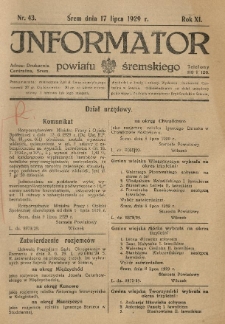 Informator Powiatu Śremskiego. 1929.07.17 R.11 Nr 43