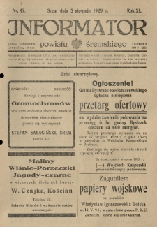 Informator Powiatu Śremskiego. 1929.08.03 R.11 Nr 47