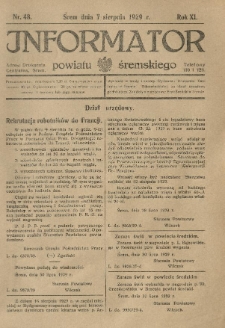 Informator Powiatu Śremskiego. 1929.08.07 R.11 Nr 48