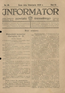 Informator Powiatu Śremskiego. 1929.08.10 R.11 Nr 49