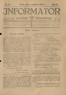 Informator Powiatu Śremskiego. 1929.09.04 R.11 Nr 54